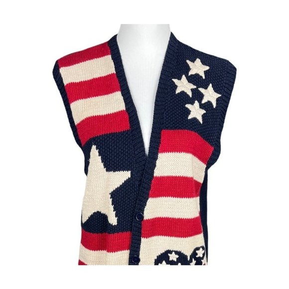 Vintage Marisa Christina Classics Women's Hand Knit American Flag Vest Small S - Picture 2 of 9